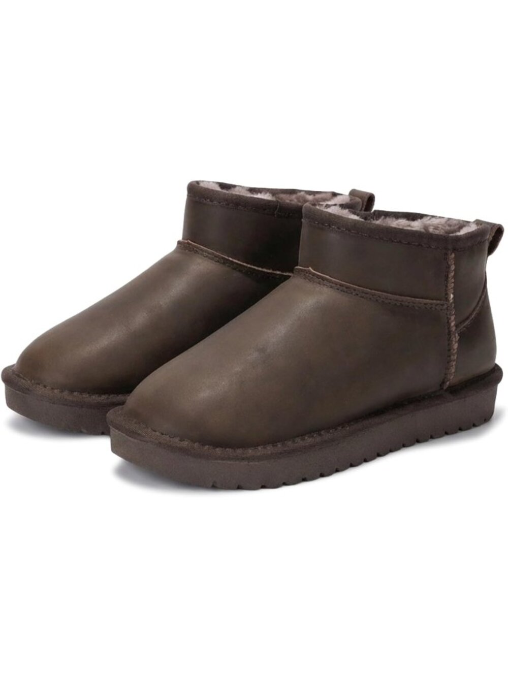 Women's Brown Ditressed Round Toe Comfortable Memory Foam Insole Ankle Booties